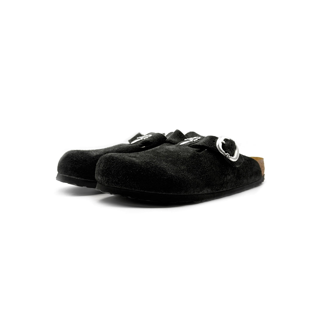 Chrome Hearts Birkenstock Silver Dagger Black Buckle Suede Sandals