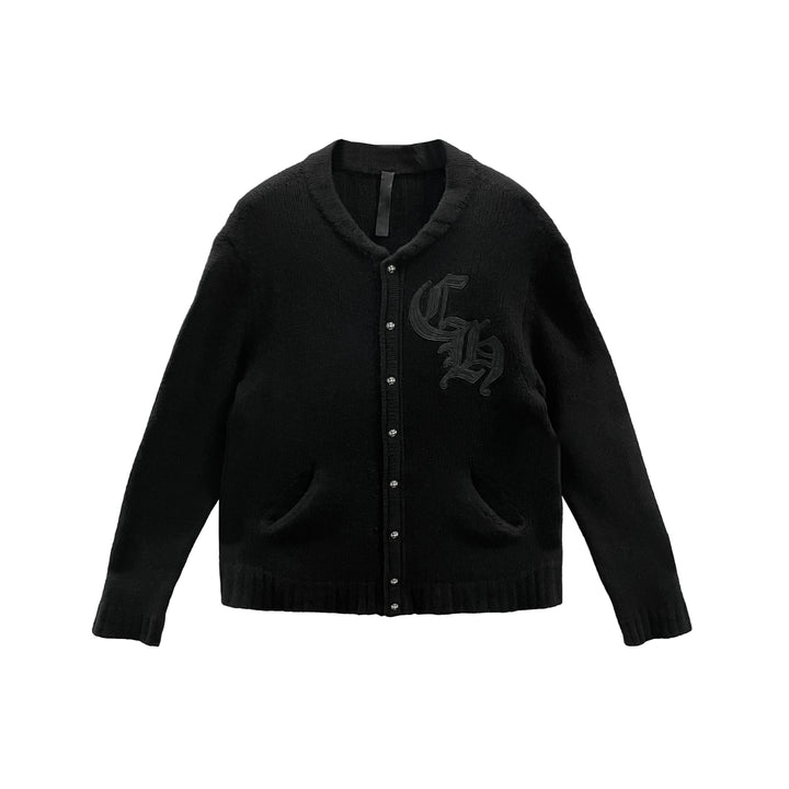 Chrome Hearts CH Leather Patch Black Cashmere Jacket