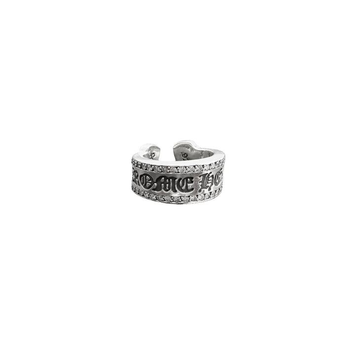 Chrome Hearts Silver Diamonds Scroll Ring