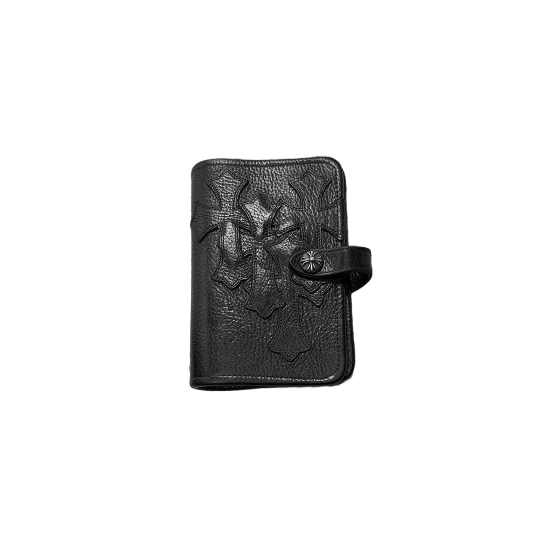 Chrome Hearts Cross Leather Patch Black Leather A6 Notebook Cover