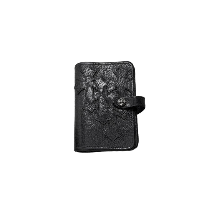 Chrome Hearts Cross Leather Patch Black Leather A6 Notebook Cover