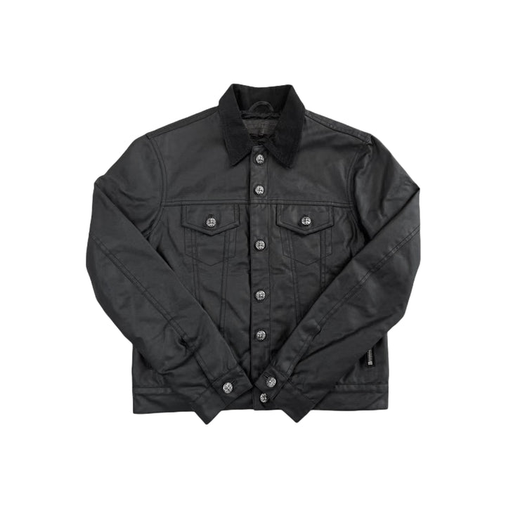 Chrome Hearts Fleur Black Wax Leather Shirt Jacket