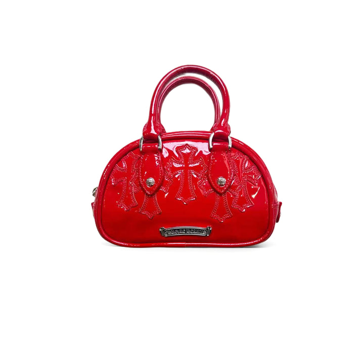 Chrome Hearts Cross Patch Red Patent Leather Mini Gym Bag