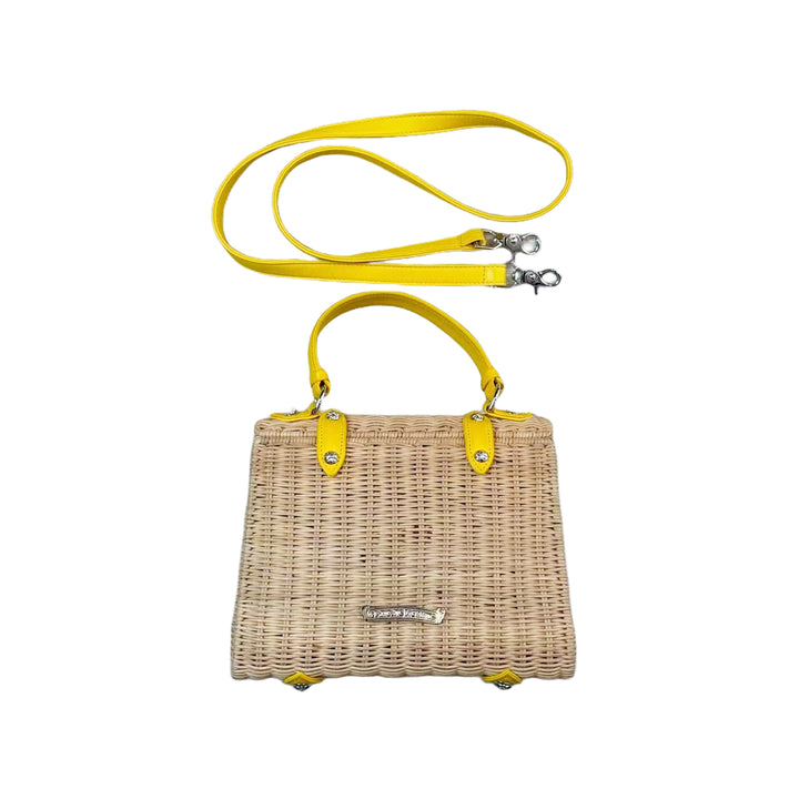Chrome Hearts Silver Cross Yellow Wicker Bag