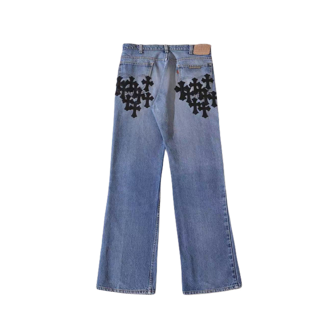 Chrome Hearts Levi's 517 Back Cross Patch Light Wash Denim Jeans