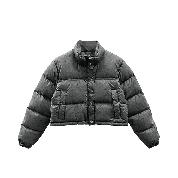 Chrome Hearts Tonal Monogram Grey Cropped Down Puffer Jacket