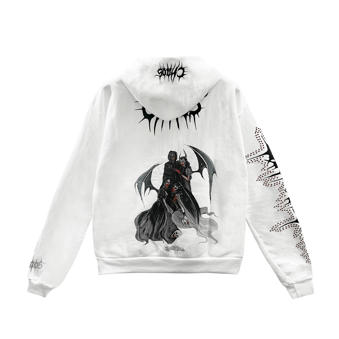 Deadly Dolls Chaos White ZipUp Hoodie