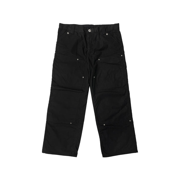 Chrome Hearts Studded Double Knee Black Waxed Carpenter Pants