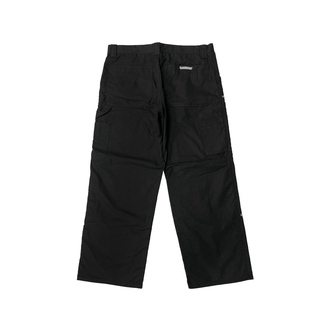 Chrome Hearts Studded Double Knee Black Waxed Carpenter Pants
