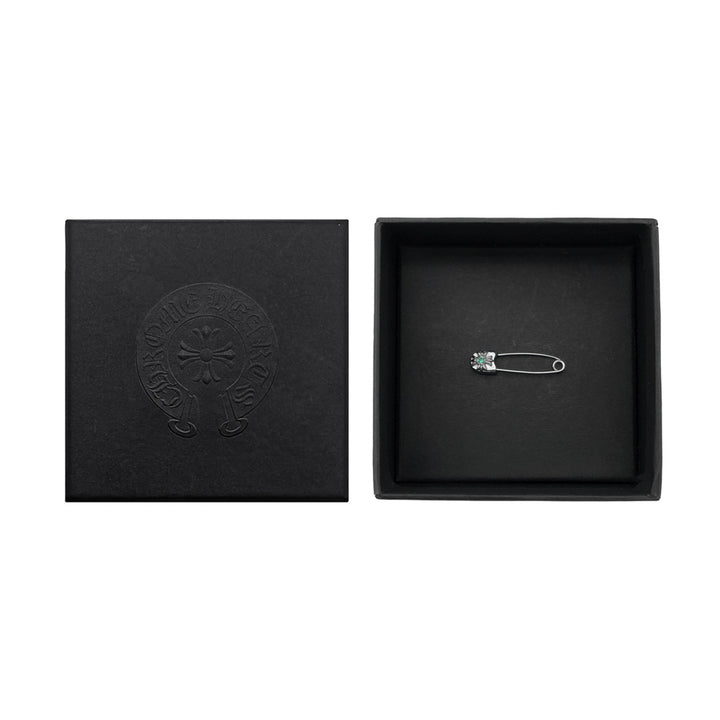Chrome Hearts 18K White Gold Emerald Safety Pin