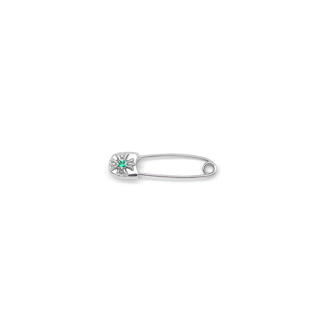 Chrome Hearts 18K White Gold Emerald Safety Pin