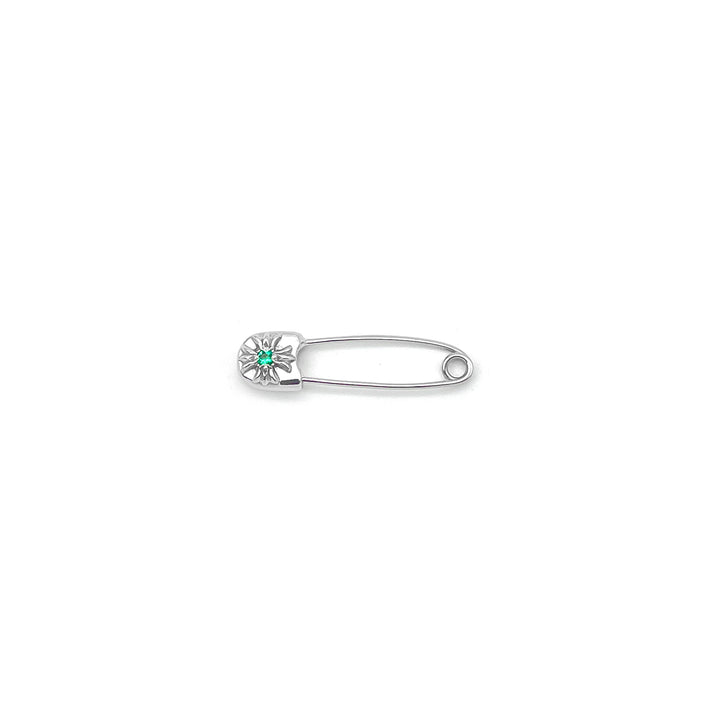 Chrome Hearts 18K White Gold Emerald Safety Pin