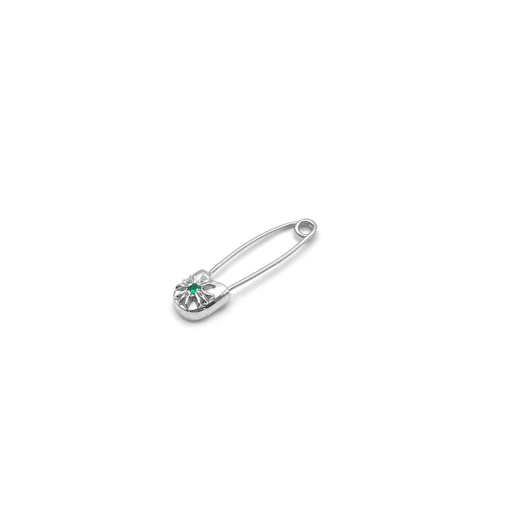 Chrome Hearts 18K White Gold Emerald Safety Pin
