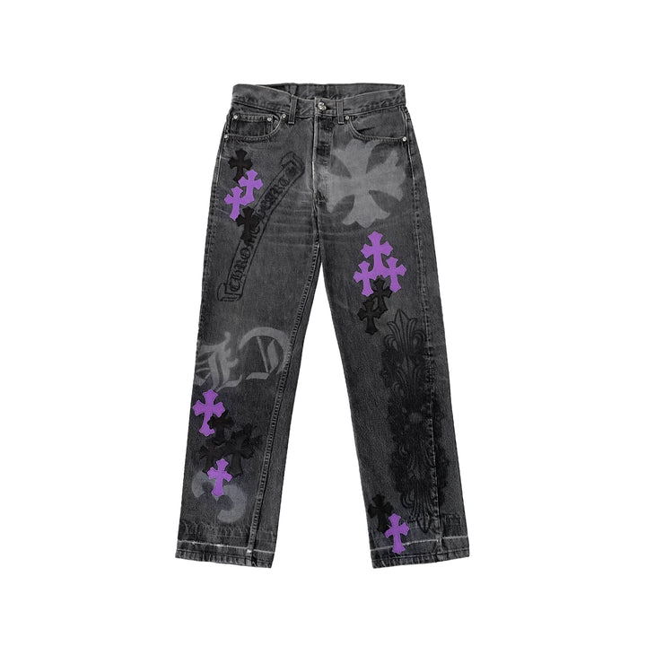Chrome Hearts 1of1 Online Exclusive Spray Purple Cross Jeans