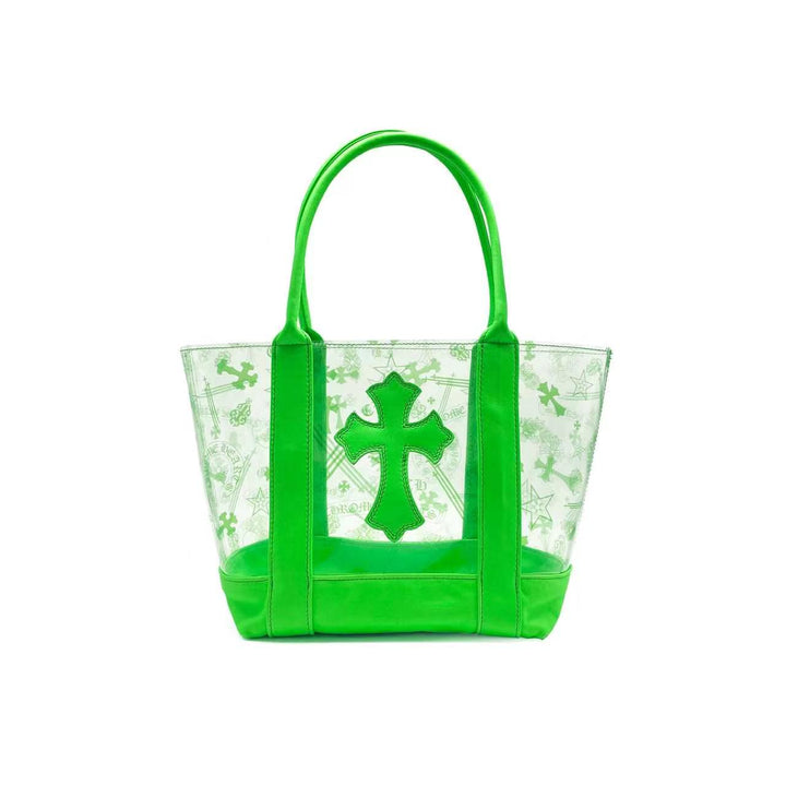 Chrome Hearts Green PVC Leather Cross Tote Bag