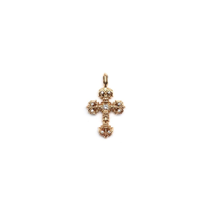 Chrome Hearts 22K Gold Diamonds Filigree Cross Pendant