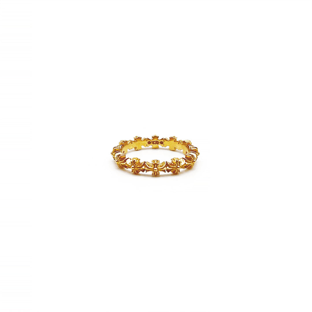 Chrome Hearts 22K Gold Tiny E Plus Band Ring