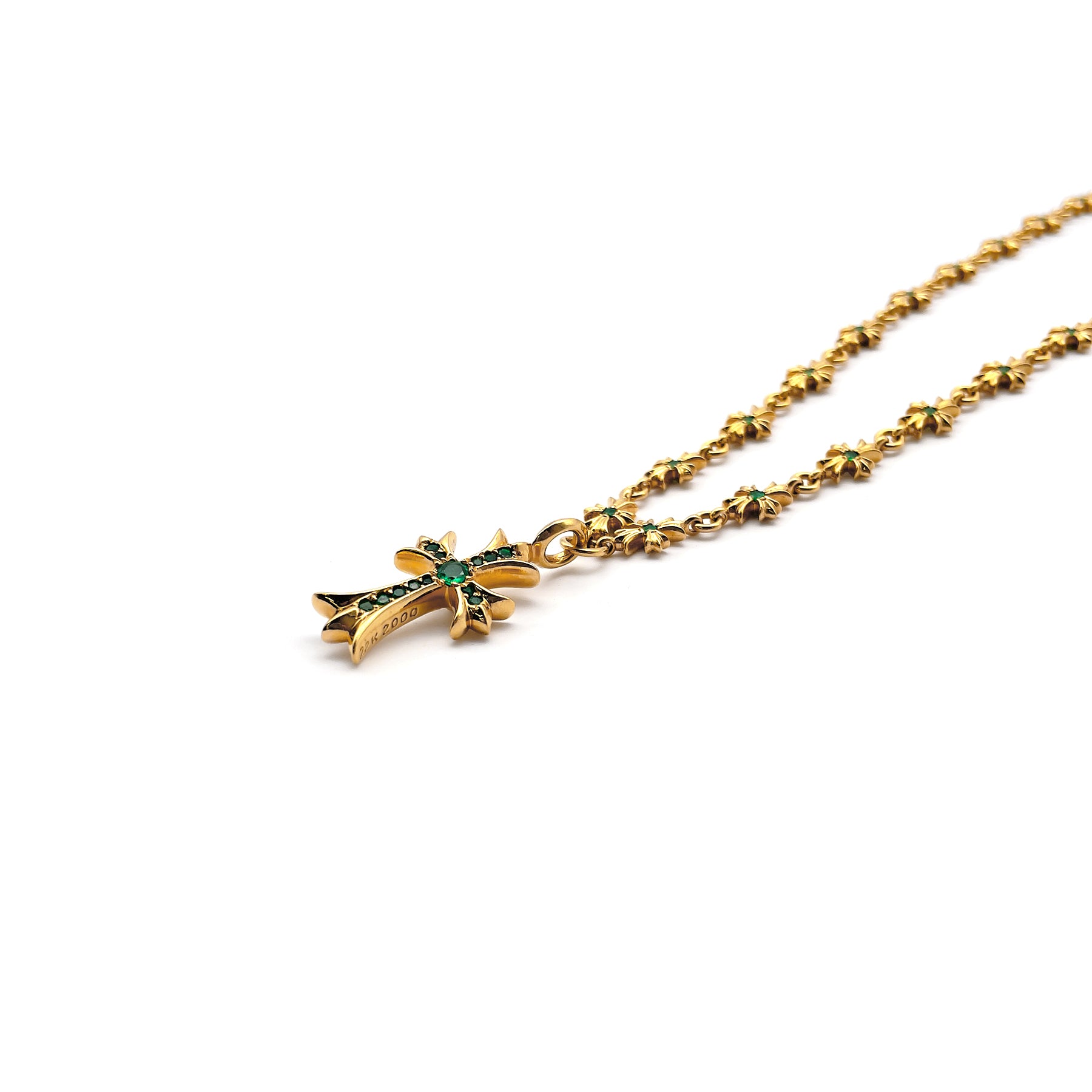 Chrome Hearts 22K Gold Emerald Tiny E Necklace - SRM – SHENGLI