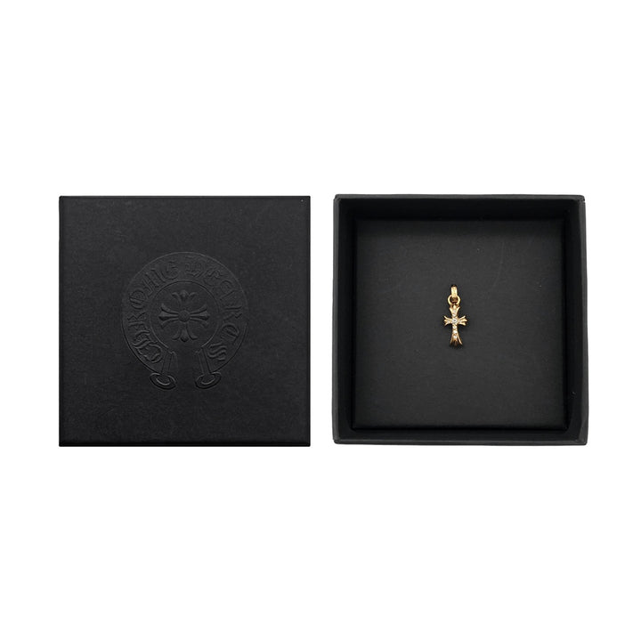 Chrome Hearts 22K Gold Diamonds Babyfat Cross Pendant