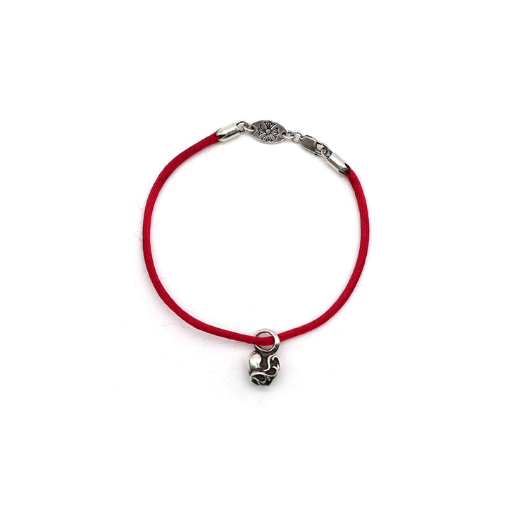 Chrome Hearts Silver Heart Vine Pendant Red String Bracelet