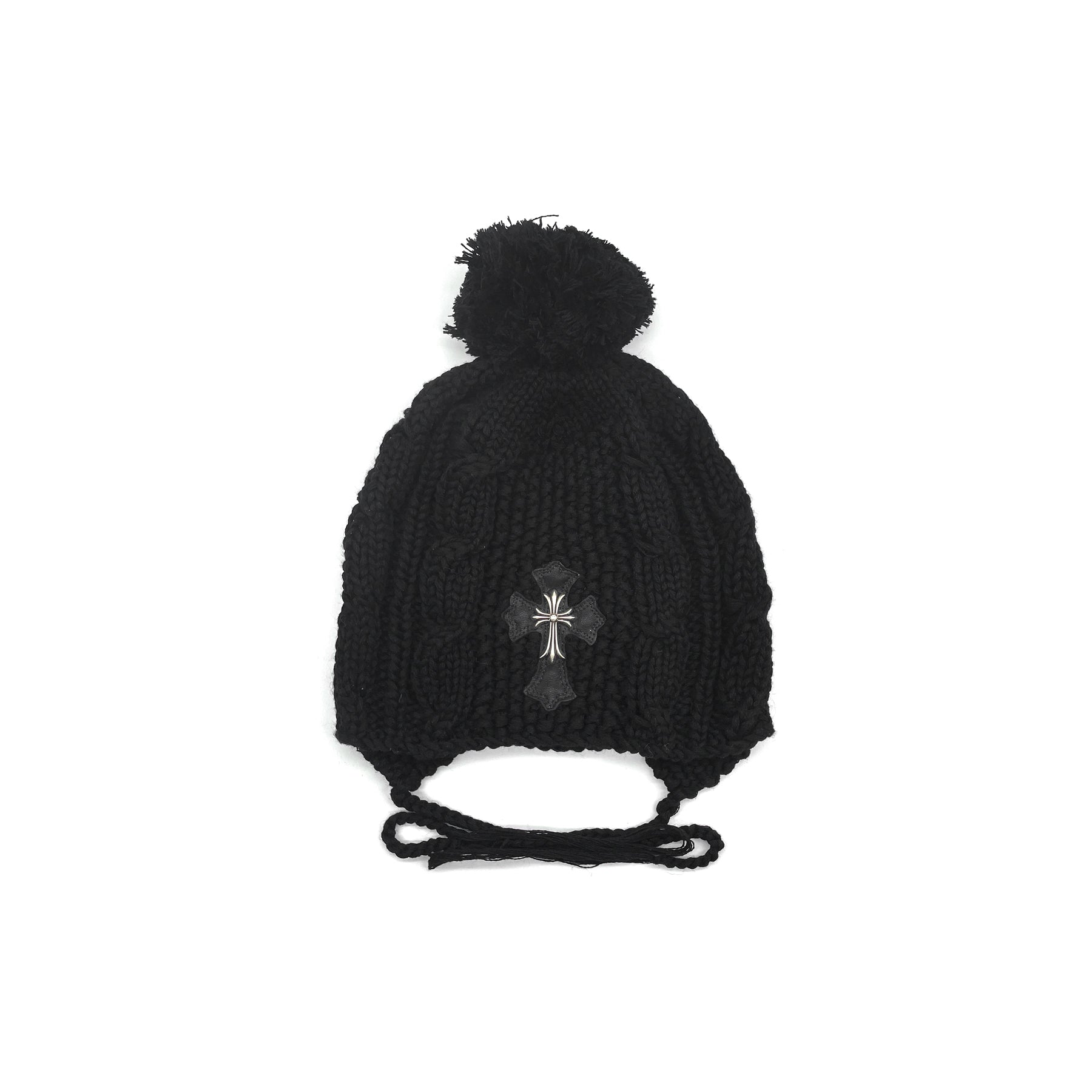 Chrome Hearts Silver Cross Leather Patch Cashmere Beanie – SHENGLI