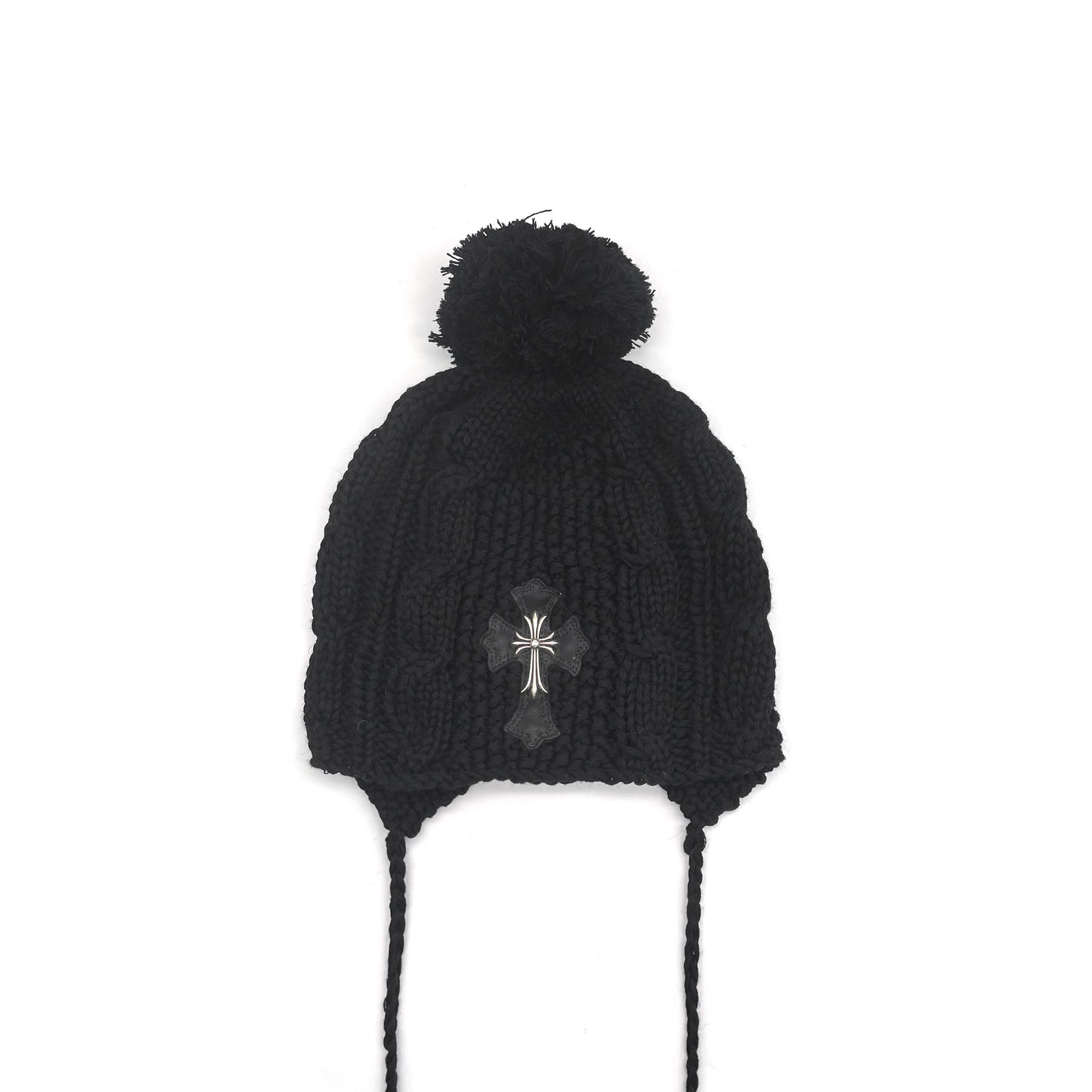 Chrome Hearts Silver Cross Leather Patch Cashmere Beanie – SHENGLI