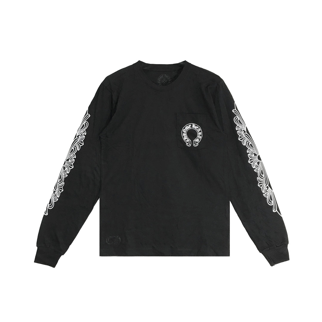 CHROME HEARTS (クロムハーツ) クラシック ホースシュー ロゴ ロングスリーブ Tシャツ