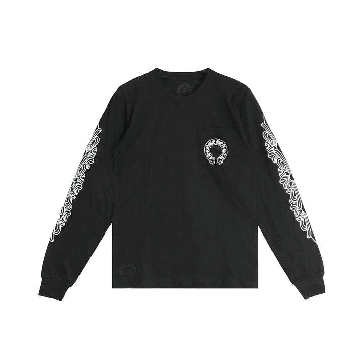 CHROME HEARTS (クロムハーツ) クラシック ホースシュー ロゴ ロングスリーブ Tシャツ