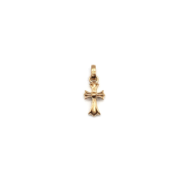 Chrome Hearts 22K Gold Blue Saph Babyfat Cross Charm Pendant