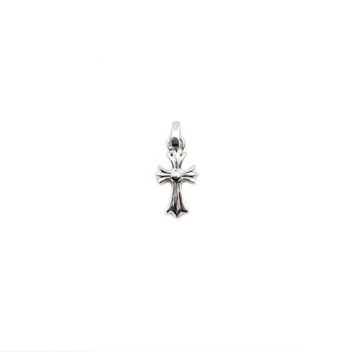 Chrome Hearts 18K White Gold Emerald Babyfat Cross Charm Pendant