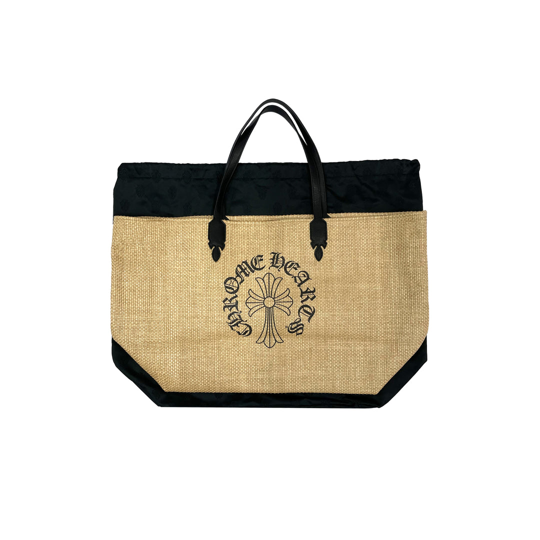 Chrome Hearts Straw Beige Cross Logo Tote Bag