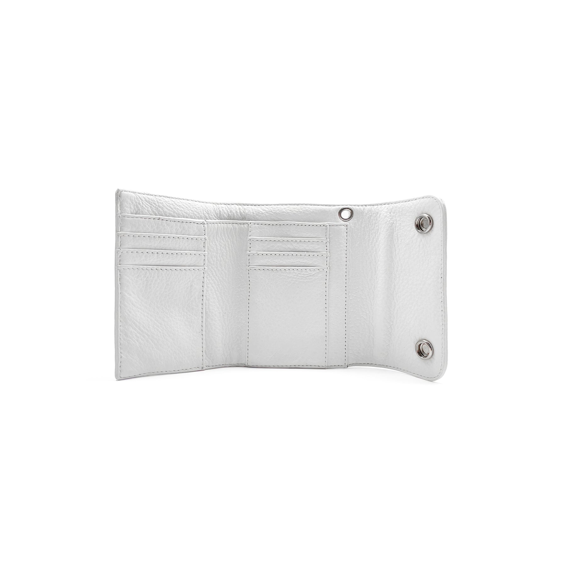 Chrome Hearts White Silver Buttons Folded Wallet Card Holder