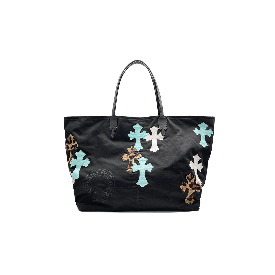 Chrome Hearts Blue And White Leopard Cross Tote Bag