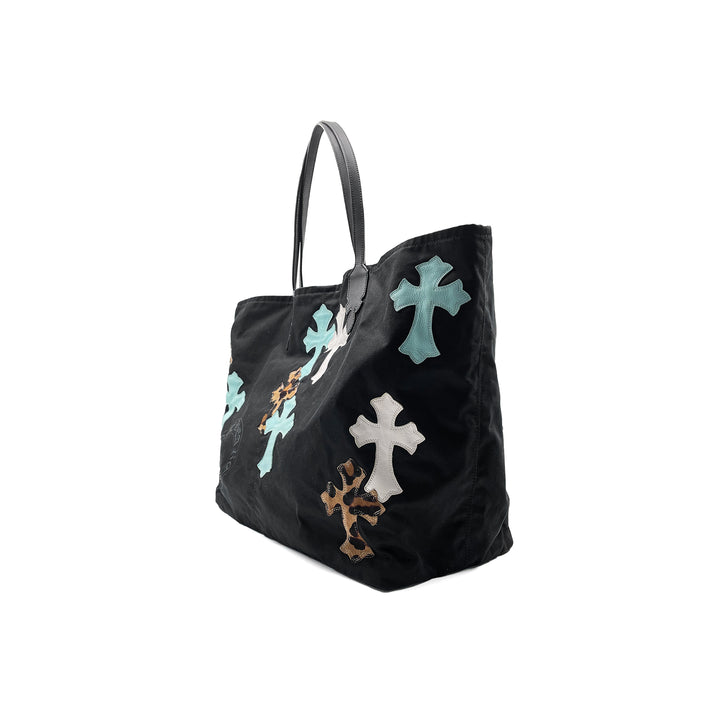 Chrome Hearts Blue And White Leopard Cross Tote Bag