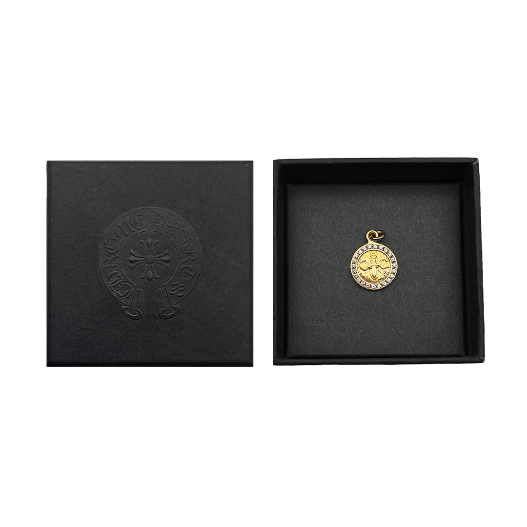Chrome Hearts Diamond Embellished 22k Gold Angel Medal