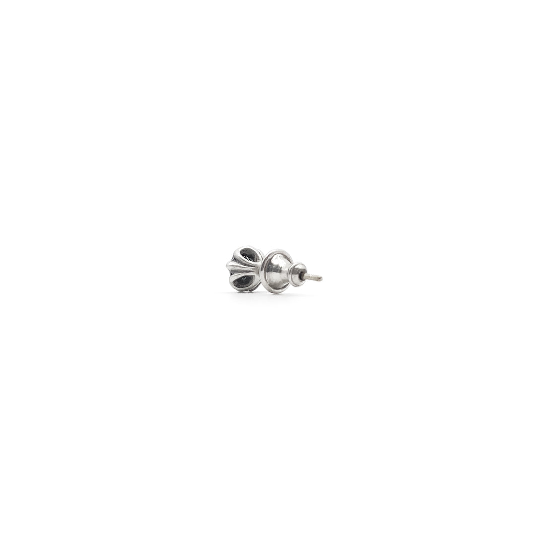 Chrome Hearts 925 Silver Floral Cross Diamond Stud Earring