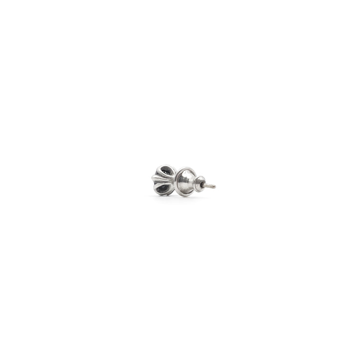 Chrome Hearts 925 Silver Floral Cross Diamond Stud Earring