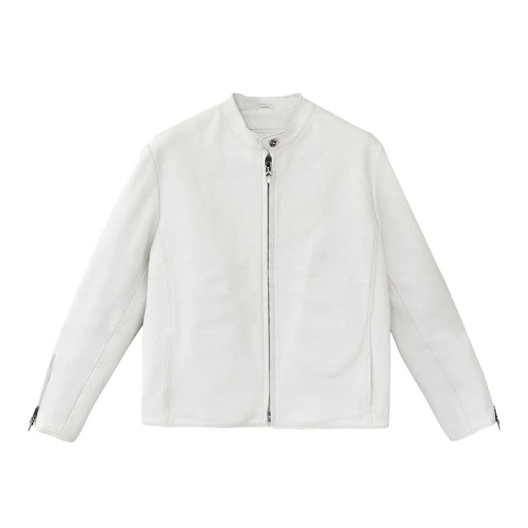 Chrome Hearts Cross Patch Leather White Jacket