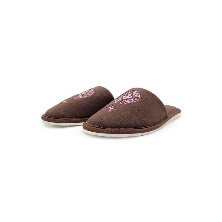 Chrome Hearts Tokyo Exclusive Horseshoe Embroidered Brown Slippers