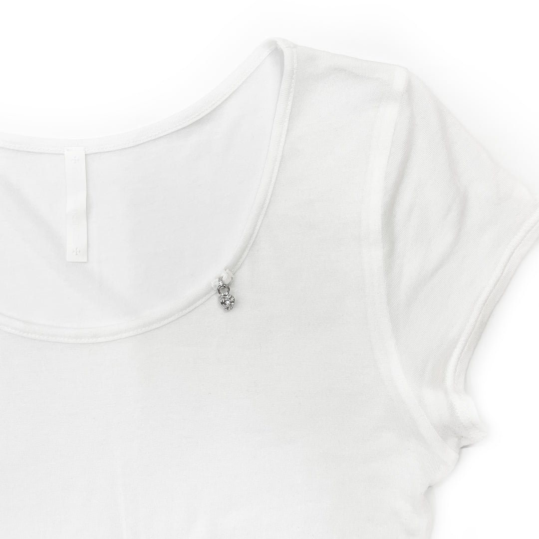Chrome Hearts Mesh Silver Vine Heart Charm White Short Sleeve Tee