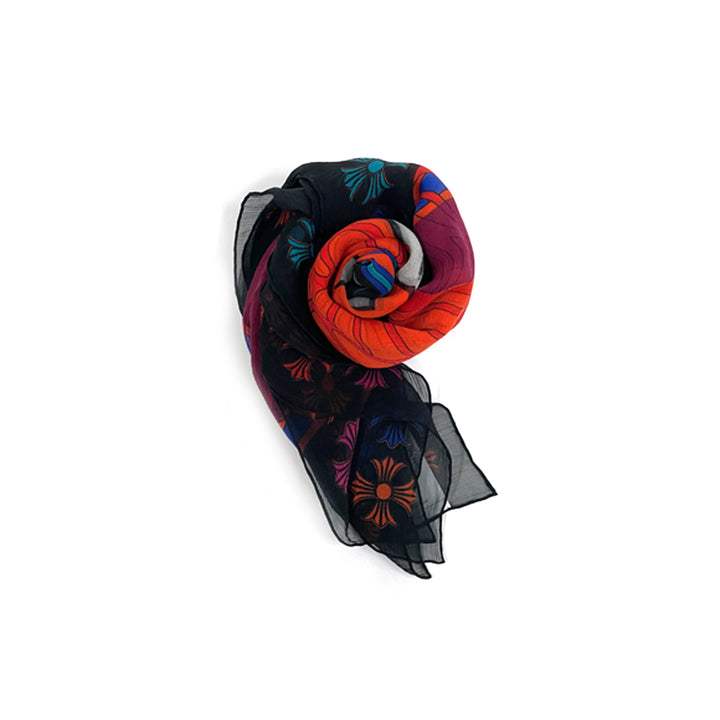 Chrome Hearts Mapplethorpe Multi-Color Cross Red Silk Scarf