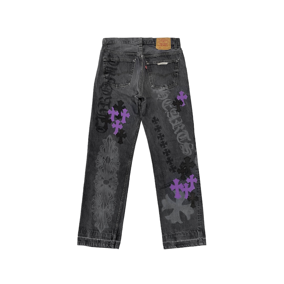 Chrome Hearts 1of1 Online Exclusive Spray Purple Cross Jeans