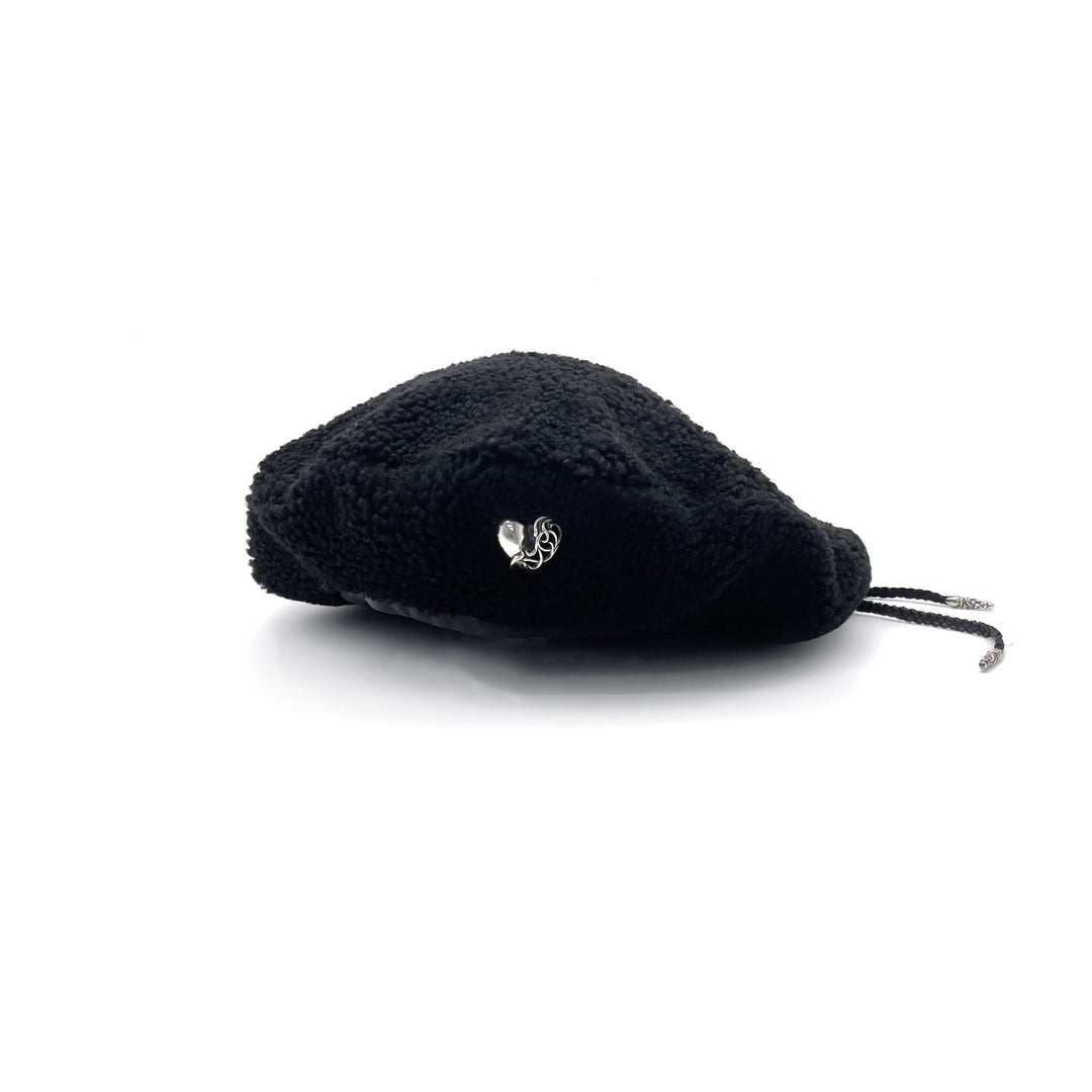 Chrome Hearts Silver Vine Heart Black Beret