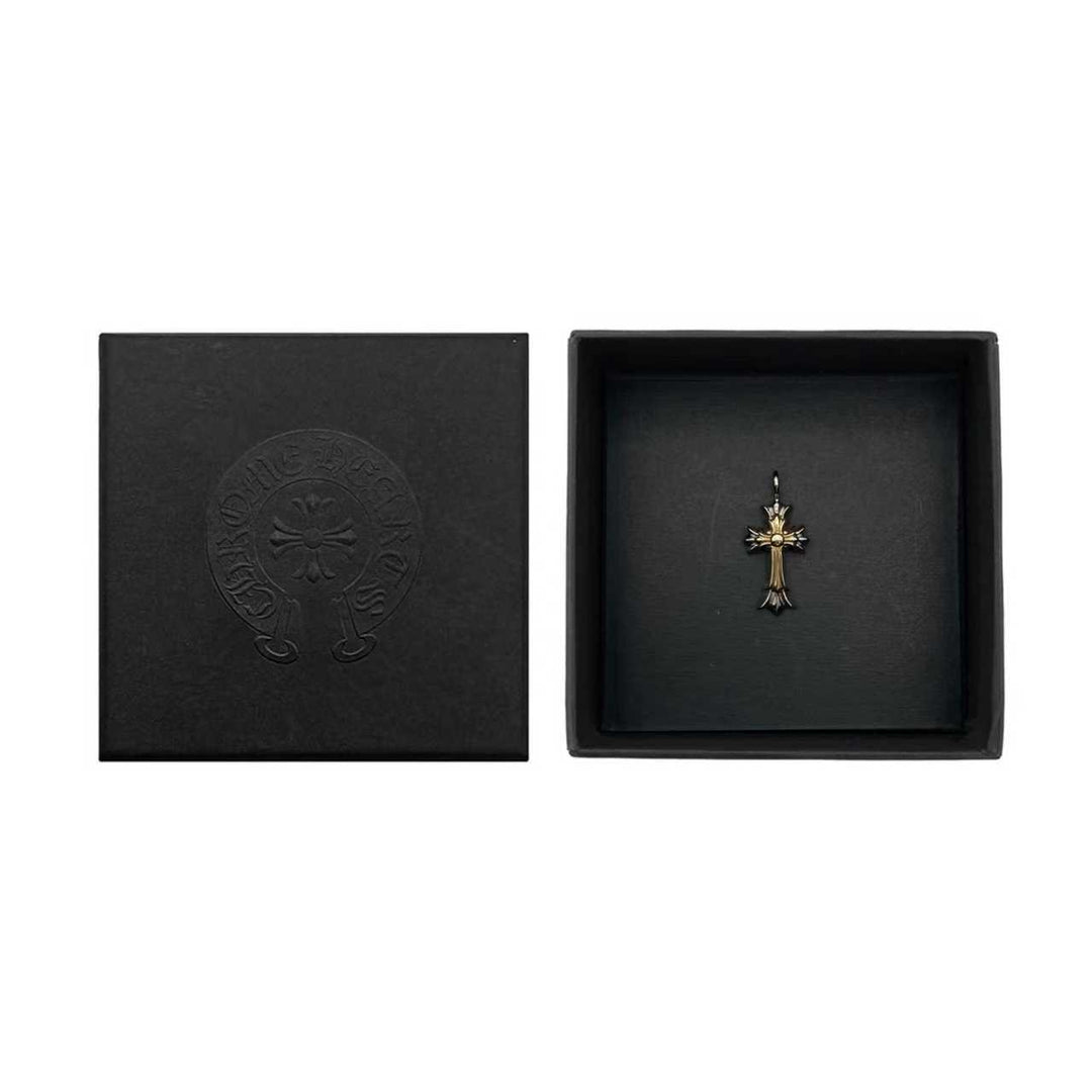 Chrome Hearts 18K&22K Gold Double Cross Charm Pendant