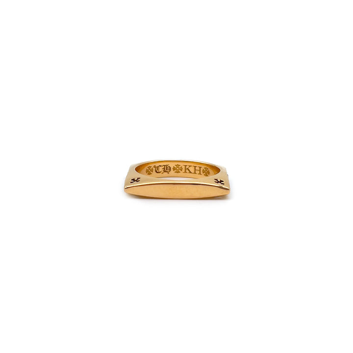 Chrome Hearts 22K Gold KH Plus Cross Black Diamond Ring