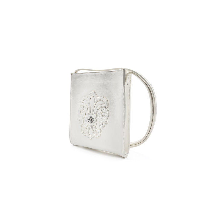 크롬하츠 화이트 레더 실버 플루어 크로스바디 백