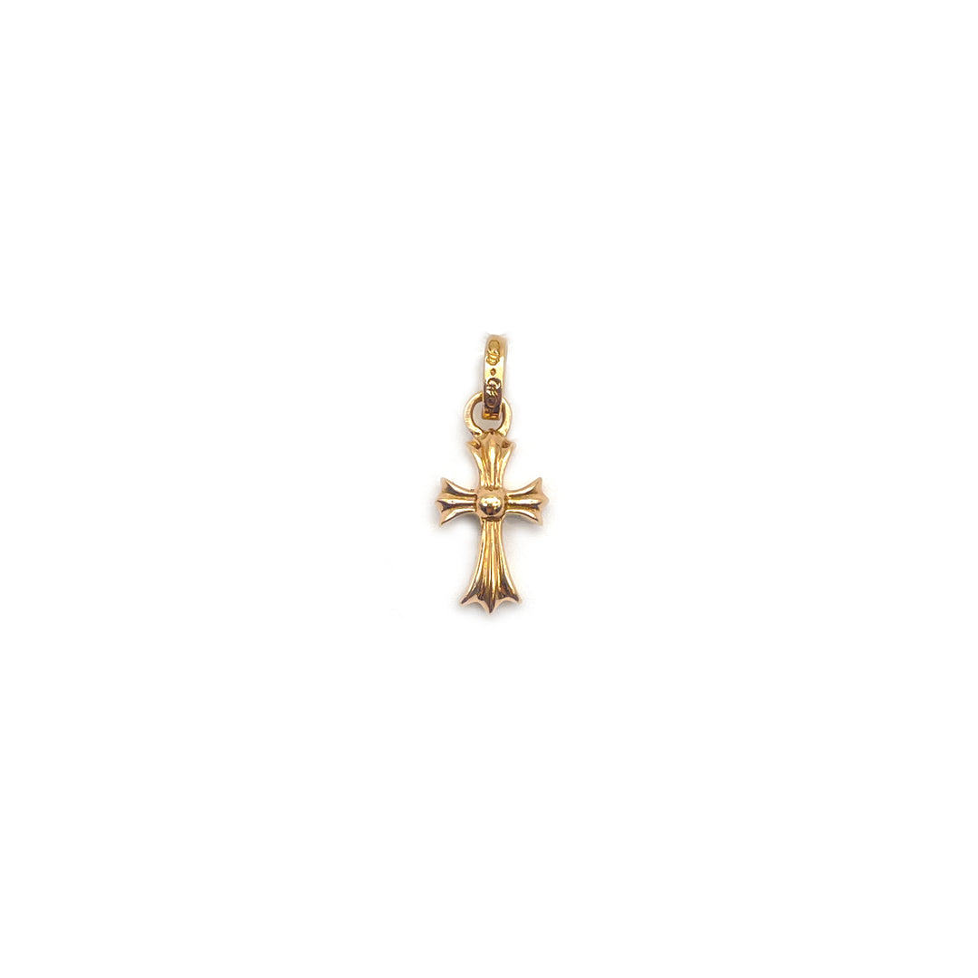 Chrome Hearts 22K Gold Diamonds Babyfat Cross Pendant