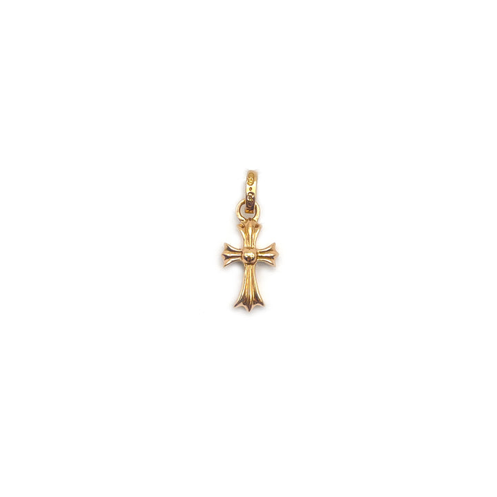 Chrome Hearts 22K Gold Diamonds Babyfat Cross Pendant