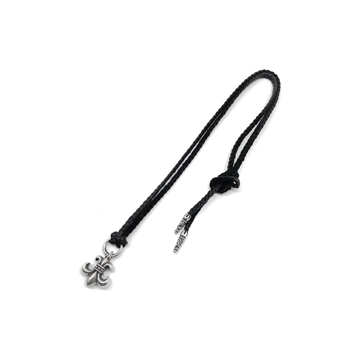 Chrome Hearts Silver BS Fleur Leather Braids Chain Necklace