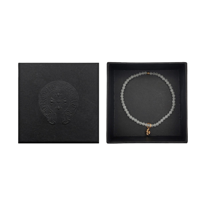 크롬하츠 4mm 화이트 22K 골드 크로스 참 펜던트 비즈 팔찌 